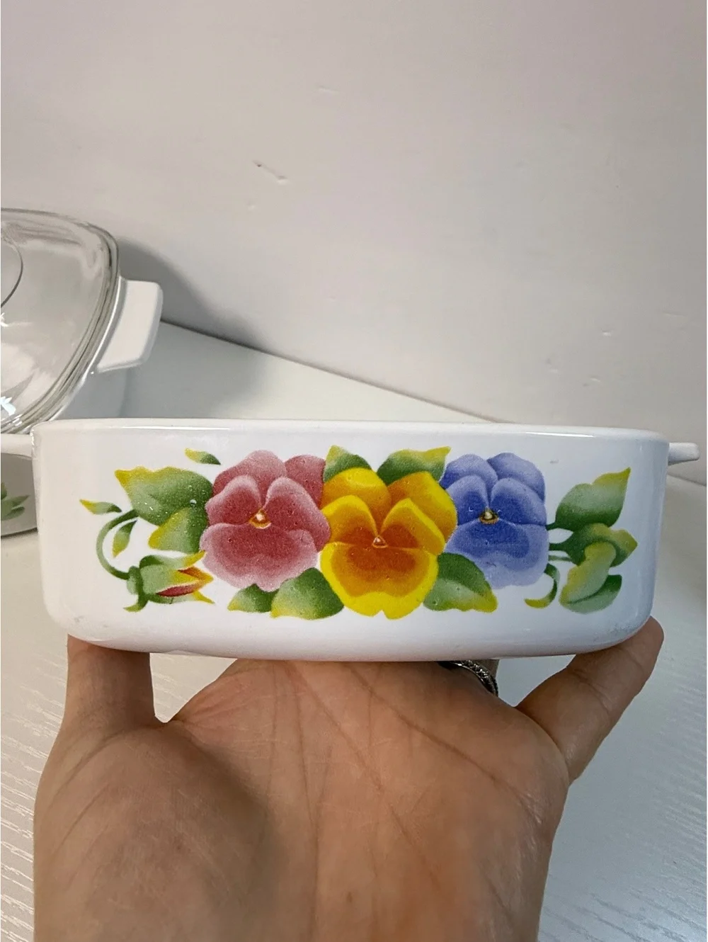 3 Vintage Corning Ware Summer Blush 2L, 1.5L & 1L Casserole Dish Pansies w/lids